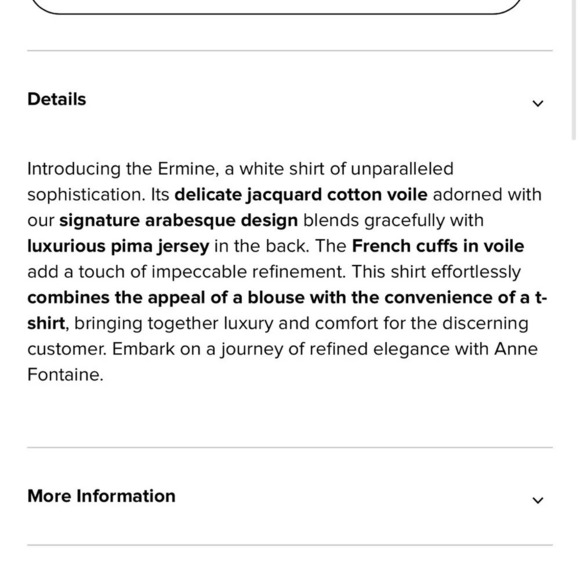 Anne Fontaine Ermine Shirt in White Size 42/US10 - Picture 15 of 16